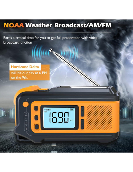 Radio Solar de Emergencia Missonchoo ER717 5000mAh con Linterna