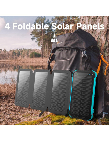 Banco de Energía Solar 20000mAh ShenZhen con 3 Puertos USB