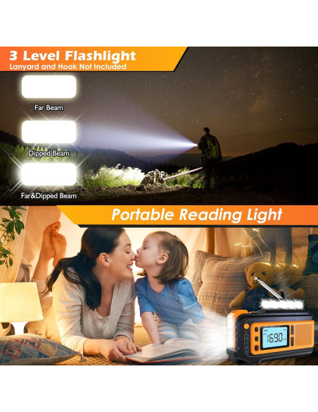 Radio Solar de Emergencia Missonchoo ER717 5000mAh con Linterna