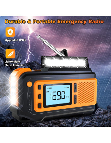 Radio Solar de Emergencia Missonchoo ER717 5000mAh con Linterna