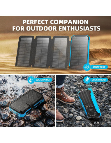 Banco de Energía Solar 20000mAh ShenZhen con 3 Puertos USB