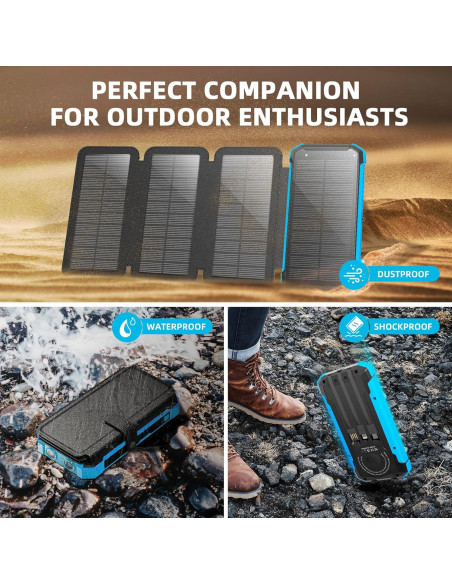 Banco de Energía Solar 20000mAh ShenZhen con 3 Puertos USB