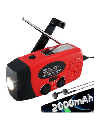 Radio Meteorológica de Emergencia LUOZROLL Solar con Cargador 2000mAh