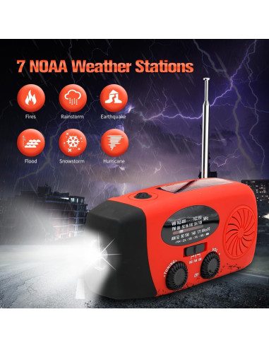 Radio Meteorológica de Emergencia LUOZROLL Solar con Cargador 2000mAh
