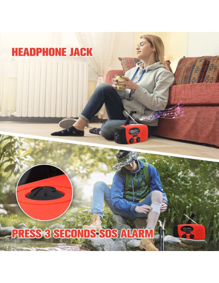 Radio Meteorológica de Emergencia LUOZROLL Solar con Cargador 2000mAh