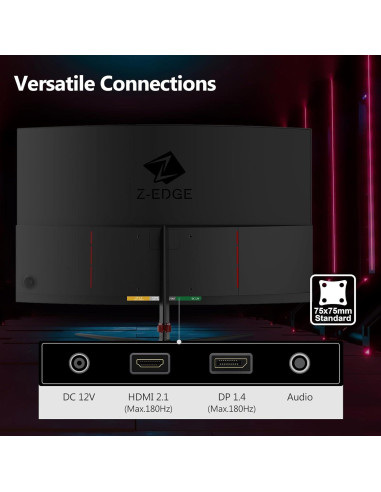 Monitor Curvo para Juegos Z-Edge UG24 24" FHD 180Hz 1ms