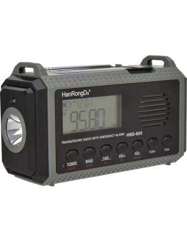 Radio de Emergencia HanRongDa 10000mAh Solar AM/FM NOAA