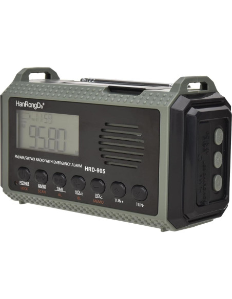 Radio de Emergencia HanRongDa 10000mAh Solar AM/FM NOAA