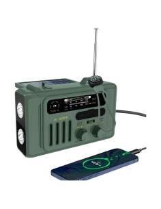 Radio de Emergencia Burtowic con Manivela y Linterna LED Verde