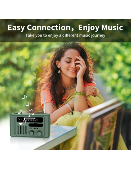 Radio de Emergencia Burtowic con Manivela y Linterna LED Verde