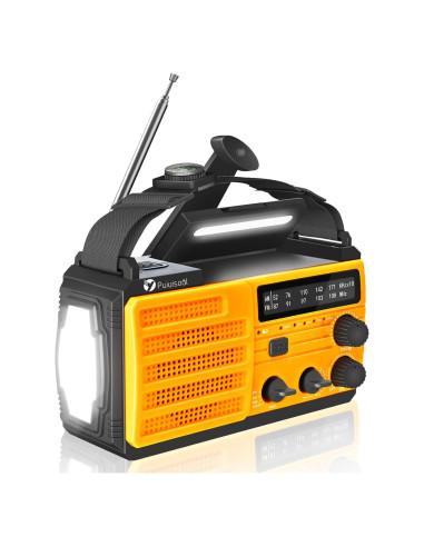 Radio de Emergencia Puiuisoul 8000mAh Solar Portátil con Linterna LED