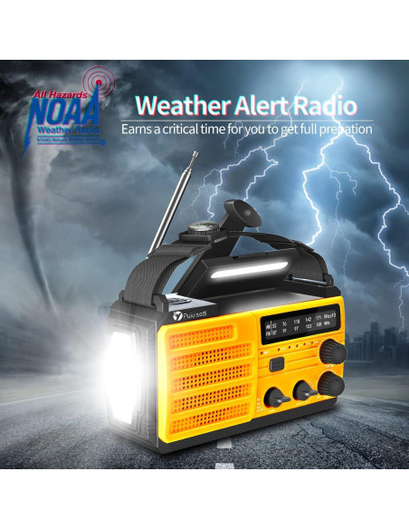Radio de Emergencia Puiuisoul 8000mAh Solar Portátil con Linterna LED