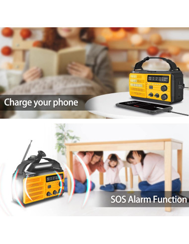 Radio de Emergencia Puiuisoul 8000mAh Solar Portátil con Linterna LED