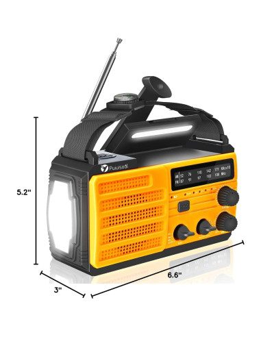 Radio de Emergencia Puiuisoul 8000mAh Solar Portátil con Linterna LED