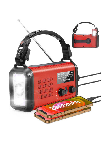 Radio Solar de Emergencia Leaton 20000mAh con Cargador USB