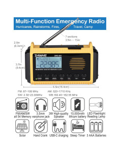 Radio de Emergencia ZHIWHIS ZWS-905 con Alerta NOAA 10000mAh 2