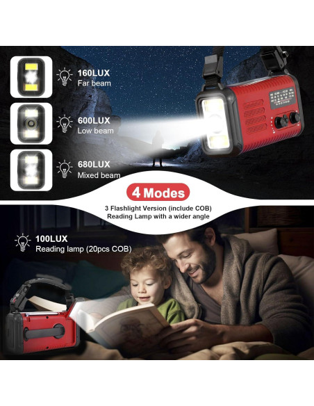 Radio Solar de Emergencia Leaton 20000mAh con Cargador USB