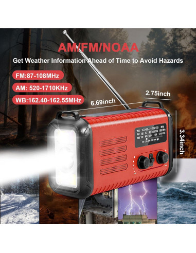 Radio Solar de Emergencia Leaton 20000mAh con Cargador USB