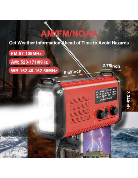 Radio Solar de Emergencia Leaton 20000mAh con Cargador USB
