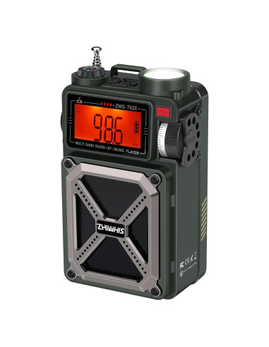 Radio de Onda Corta ZHIWHIS ZWS-702X con Bluetooth y Solar