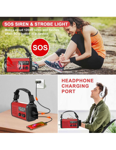 Radio Solar de Emergencia Leaton 20000mAh con Cargador USB