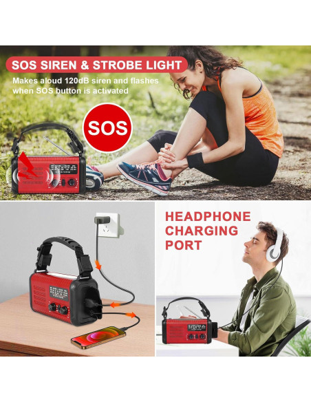 Radio Solar de Emergencia Leaton 20000mAh con Cargador USB