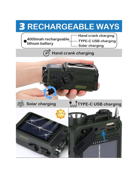 Radio de Onda Corta ZHIWHIS ZWS-702X con Bluetooth y Solar