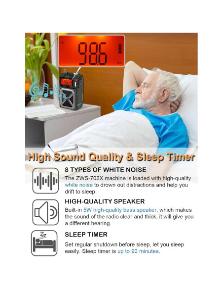 Radio de Onda Corta ZHIWHIS ZWS-702X con Bluetooth y Solar