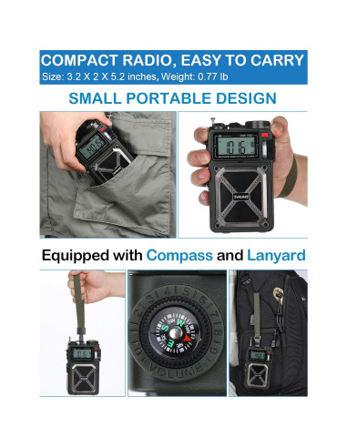 Radio de Onda Corta ZHIWHIS ZWS-702X con Bluetooth y Solar