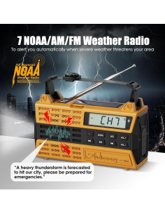 Radio Meteorológica de Emergencia Audiocrazy 5000mAh Solar AM/FM 2