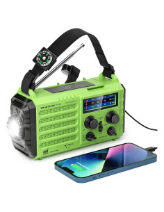 Radio Meteorológica de Emergencia OnLyee CR1009 Verde 5000mAh