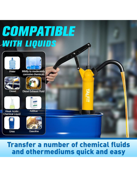 Bomba de Barril TALFIT 55 Galones PP Reforzado Alta Resistencia