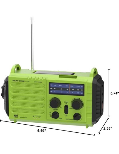 Radio Meteorológica de Emergencia OnLyee CR1009 Verde 5000mAh