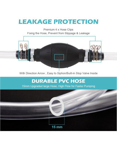 Bomba de Sifón Manual Yetofro HH016 para Gasolina y Agua