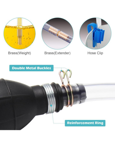 Bomba de Sifón Manual Yetofro HH016 para Gasolina y Agua