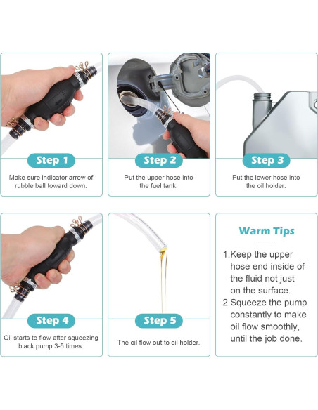 Bomba de Sifón Manual Yetofro HH016 para Gasolina y Agua