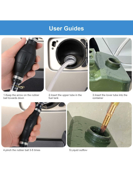 Bomba de Sifón Manual BBjinronjy para Gasolina y Agua 2m