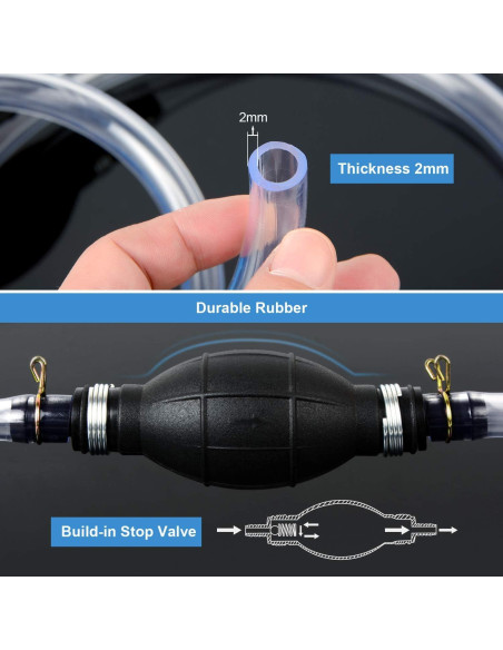 Bomba de Sifón Manual BBjinronjy para Gasolina y Agua 2m
