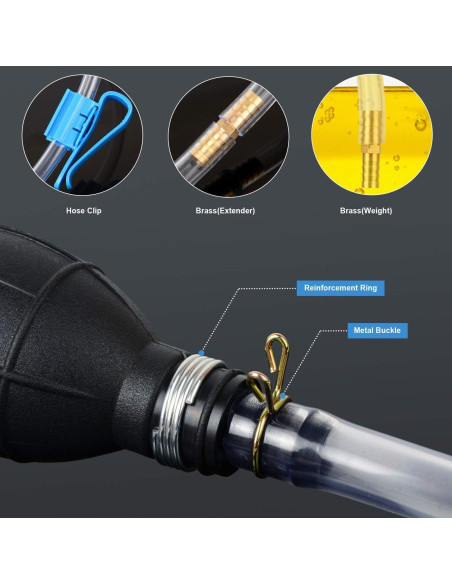 Bomba de Sifón Manual BBjinronjy para Gasolina y Agua 2m