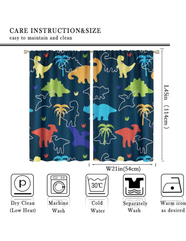 Cortinas de Dinosaurios ShiTingYu 53x114 cm 2 Paneles