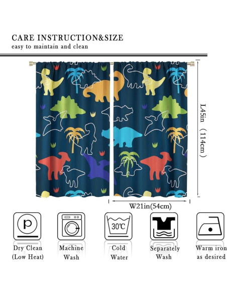 Cortinas de Dinosaurios ShiTingYu 53x114 cm 2 Paneles