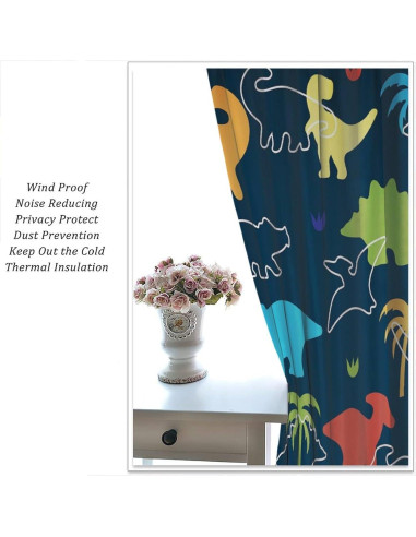 Cortinas de Dinosaurios ShiTingYu 53x114 cm 2 Paneles