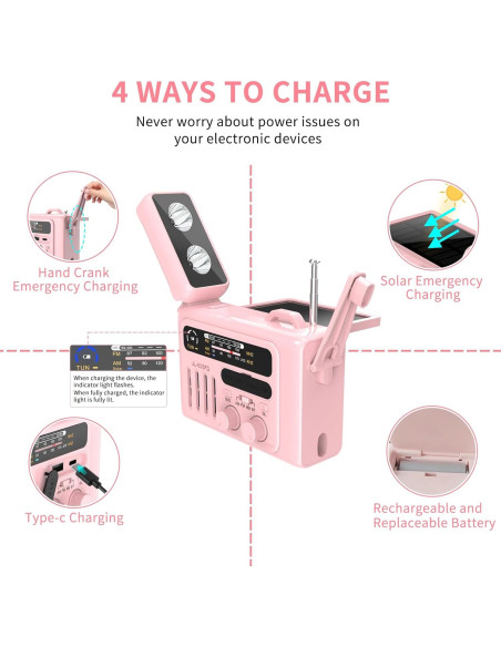 Radio Meteorológica de Emergencia Burtowic con Bluetooth y Linterna