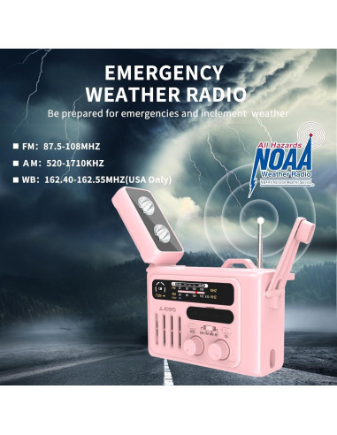 Radio Meteorológica de Emergencia Burtowic con Bluetooth y Linterna