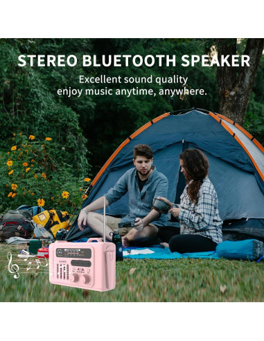 Radio Meteorológica de Emergencia Burtowic con Bluetooth y Linterna