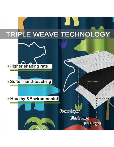 Cortinas de Dinosaurios ShiTingYu 53x114 cm 2 Paneles