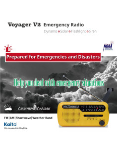 Radio de Emergencia Kaito V2 Solar/Manivela AM/FM NOAA 2