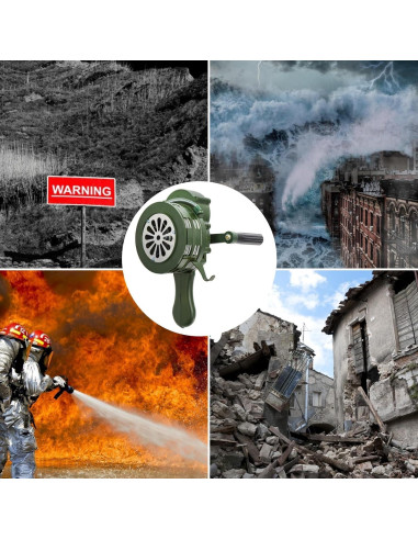 Sirena Manual de Manivela Acshio 110dB Alarma de Emergencia Verde