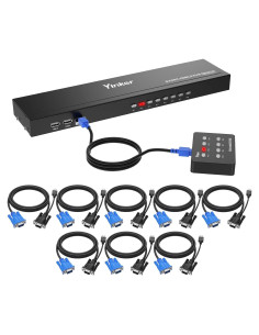 Interruptor KVM Rackmount Yinker 8 Puertos VGA USB 2.0