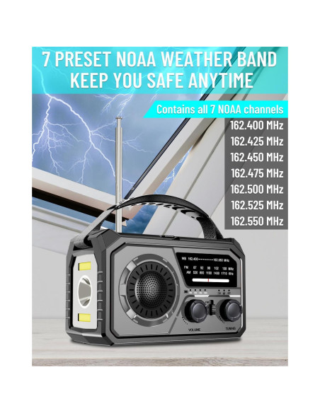Radio Meteorológica de Emergencia FQBLXY 16000mAh Solar AM/FM